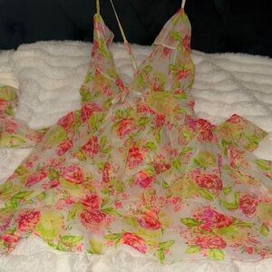 Victoria's Secret Floral Chemise - Pink and Green